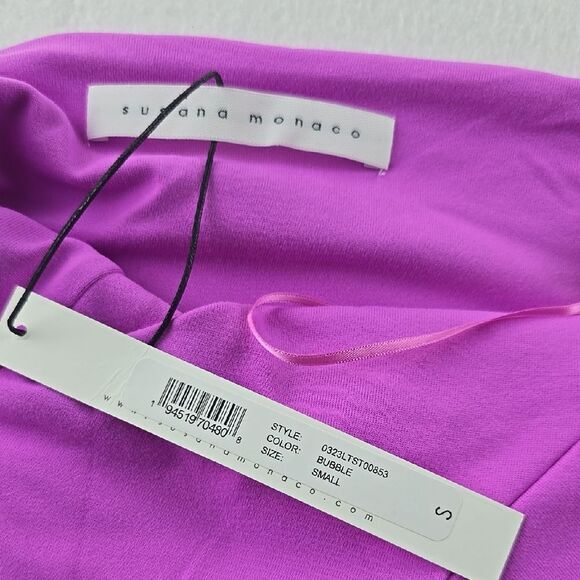 Susana Monaco -1636 NWT Cowl Halter Top in Bubble Purple Pink Size Small - Picture 4 of 8
